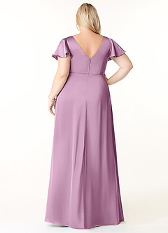 Azazie Soren Bridesmaid Dresses Wisteria A-Line Pleated Stretch Satin Dress image9