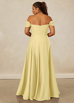 Christian Siriano Bridal for Azazie 1002 Robes de demoiselle d'honneur Robe Trapèze Convertible en Satin extensible Épaule décolletée Sorbet Citron image16