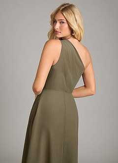 Azazie Phaedra Bridesmaid Dresses Willow Green A-Line One Shoulder Chiffon Dress image6