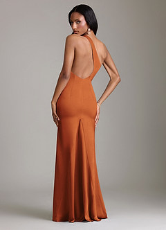 Azazie Voni Brudepigekjoler Havfrue En skulder Stræk satin Gulv-længde Kjole image2