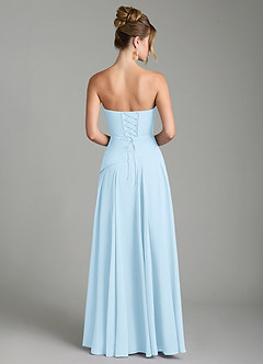 Azazie Gabriela Robes de demoiselle d'honneur Robe Trapèze en Mousseline de soie Corset Bleu Ciel image8