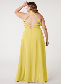 Azazie Clarice Abiti da Damigella Abito A-Line in Chiffon con Scollo Halter Canarino image9