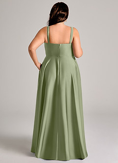 Azazie Shaude Robes de demoiselle d'honneur Robe Trapèze en Satin extensible Plissé Pistache image14