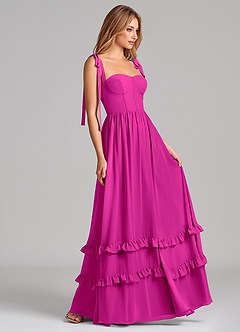 Azazie Anastacia Bridesmaid Dresses Fuchsia A-Line Sweetheart Neckline Chiffon Dress image3