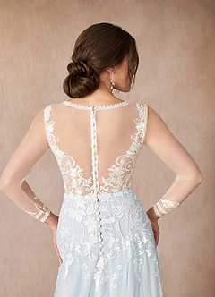 Azazie Ariya Wedding Dresses Misty Blue A-Line Lace Tulle Dress image6