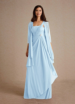 Azazie Clinton Mother of the Bride Dresses Sky Blue A-Line Pleated Mesh Dress image5