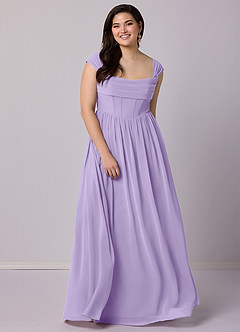 Barbie ♥ Azazie Bridesmaid Dresses Lilac A-Line Corset Chiffon Dress image12