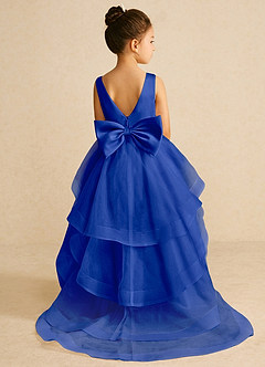 Azazie Pumpkin Flower Girl Dresses Royal Blue A-Line Convertible Tulle Dress image1