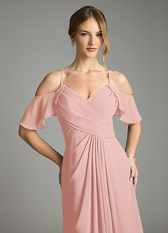 Azazie Dakota Bridesmaid Dresses Rosette A-Line V-Neck Pleated Chiffon Dress image7