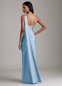 Azazie Galinda Brudtärnklänningar Klä av Sjöjungfru i Stretch Satin Ena axeln Puderblå image6