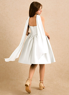 Azazie Shona Girls Formal Final Sale Ivory A-Line Sweetheart Neckline Matte Satin Dress image2