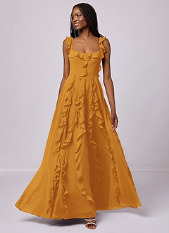 Barbie ♥ Azazie Bridesmaid Dresses Butterscotch A-Line with Pockets Chiffon Dress image1