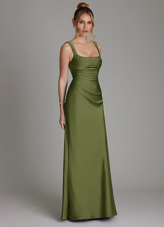 Azazie Agustina Brautjungfernkleider Meerjungfrau-Linie Korsett Stretch-Satin Kleid Olivgrün image4