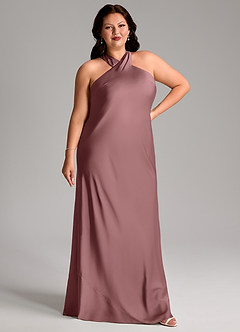Azazie Doretta Bridesmaid Dresses Vintage Mauve Mermaid Pleated Stretch Satin Dress image9
