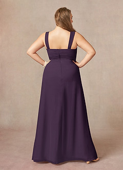 Azazie Weisz Mother of the Bride Dresses Plum A-Line Square Neckline Pleated Chiffon Dress image12