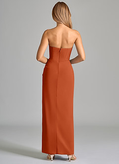 Azazie Anaïs Bridesmaid Dresses Burnt Orange Sheath Strapless Chiffon Dress image2