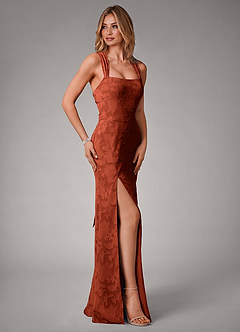 Azazie Luci Bridesmaid Dresses Auburn Mermaid Pleated Floral Burnout Convertible Dress image7