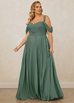 Christian Siriano Bridal for Azazie 1013 Bridesmaid Dresses Eucalyptus A-Line Off the Shoulder Chiffon Dress image13