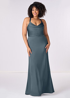 Barbie ♥ Azazie Bridesmaid Dresses Twilight Mermaid Pleated Stretch Satin Dress image6