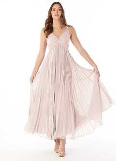 Azazie Raychelle Bridesmaid Dresses Rose Petal A-Line V-Neck Chiffon Dress image1