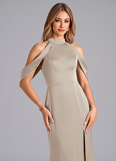 Azazie Bonny Bridesmaid Dresses Frost Mermaid Off the Shoulder Stretch Satin Dress image5
