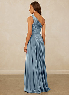 Christian Siriano Bridal for Azazie 1008 Robes de demoiselle d'honneur Robe Trapèze en Satin extensible Ue épaule Bleu Poussiéreux image2