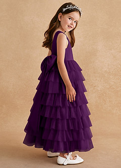 Azazie Twinkle Toes vestidos de niña de las flores Vestido de Uva de Tul de Corte En A con Lazo image5