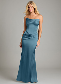 Azazie Sorrel Bridesmaid Dresses Bermuda Mermaid Strapless Stretch Satin Convertible Dress image5