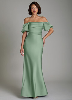 Azazie Lea Bridesmaid Dresses Matcha Mermaid Off the Shoulder Stretch Satin Convertible Dress image8