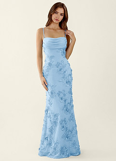 Bellatrix Sky Blue 3D Flowers Corset Mermaid Lace Up Back Prom Dress image4
