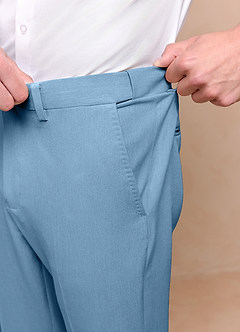front James Steel Blue Structured Stretch Dress Pants