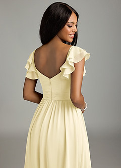 Azazie Anaya Bridesmaid Dresses Lemon Sorbet A-Line Sweetheart Neckline Chiffon Dress image2