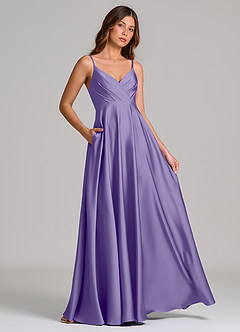 Azazie Amani Bridesmaid Dresses Tahiti A-Line Pleated Stretch Satin Dress image4
