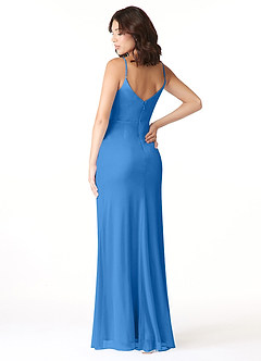Azazie Deandra Bridesmaid Dresses Blue Jay Mermaid Pleated Mesh Dress image4