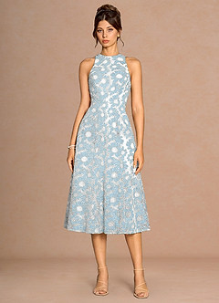 Selira Blue And White Midi Dress image3