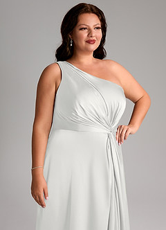 Azazie Brooke Abiti da Damigella Abito A-Line in Raso Elasticizzato Monospalla Bianco image13