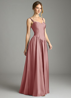 Azazie Evadina Suknie dla druhen Linia A Gorset Satyna elastyczna Do ziemi Sukienka image4