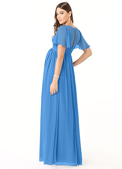 Azazie Verna Brautjungfernkleider für Schwangere A-Linie V-Hals Gerüscht Chiffon Bodenlänge Kleid image4