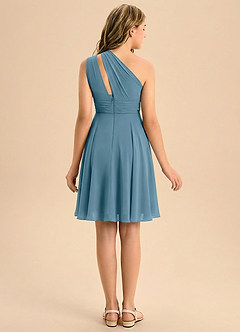 Azazie Charlize Junior Linia A Pofałdowany Szyfon Mini Młodsza druhna Sukienka image2