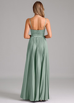 Azazie Akiko At-home Try On Dresses Agave A-Line Sweetheart Neckline Stretch Satin Dress image2