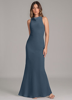 Azazie Allettie Abiti da Damigella Abito Sirena in Chiffon Blu Nettuno image4