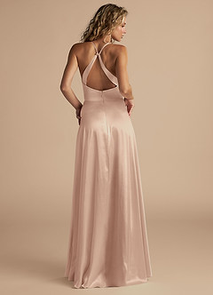 Azazie Davis Bridesmaid Dresses English Rose A-Line Pleated Metallic Satin Dress image3