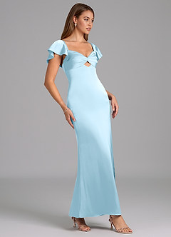 Azazie Demia Bridesmaid Dresses Sky Blue Sheath Sweetheart Neckline Stretch Satin Dress image3