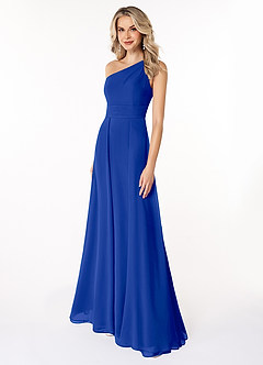 Azazie Dallas Abiti da Damigella Abito A-Line in Chiffon Monospalla Blu Reale image1