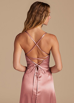Azazie Mei Robes de demoiselle d'honneur Robe Trapèze en Satiné métallisé Rose Poussiéreuse image2
