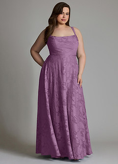 Azazie Shaude Bridesmaid Dresses Wisteria A-Line Pleated Floral Burnout Dress image13