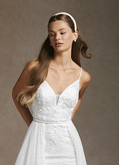 Azazie Sade Wedding Dresses Diamond White Mermaid Sequins Tulle Dress image9