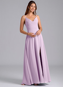 Azazie Sarella Bridesmaid Dresses Frosted Lilac A-Line with Pockets Chiffon Dress image4