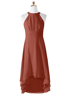 Azazie Linna Junior Auburn A-Line Pleated Chiffon Dress image5