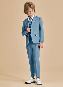 front Oliver Boys Light Blue 5-Piece Suit With Pre-tie